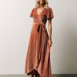 Baltic Born Andi Ribbed Velvet Wrap Maxi Dress